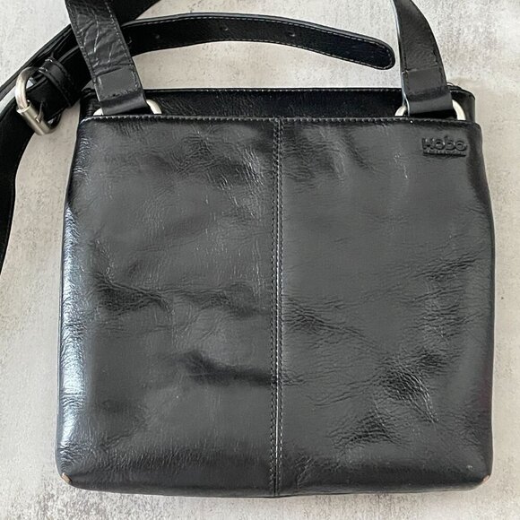Vintage Hobo International Rectangular Black Leather Zip Crossbody Shoulder Bag - Picture 3 of 12